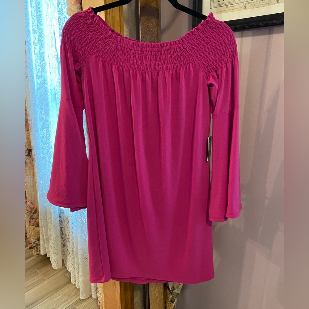 NWT Express raspberry pink blouse with ruching on top, oversized small P to Med